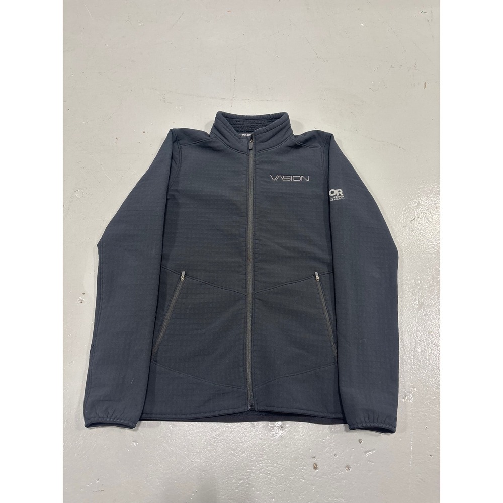 Outdoor Research Men Medium Full Zip Grid‎ Fleece Jacket Charcoal Gray